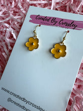 Load image into Gallery viewer, Yellow Flower Charm Earrings
