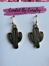 Load image into Gallery viewer, Green Cactus Charm Earrings
