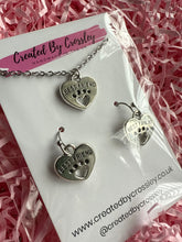 Load image into Gallery viewer, Paw Print Heart Jewellery Set
