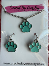 Load image into Gallery viewer, Light Blue Paw Print Jewellery Set
