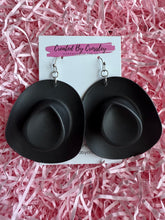 Load image into Gallery viewer, Large Black Cowboy Hat Charm Earrings

