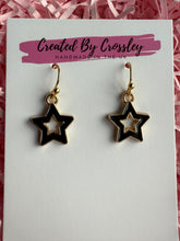 Load image into Gallery viewer, Black Outline Star Charm Earrings
