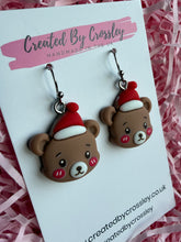 Load image into Gallery viewer, Chunky Festive Bear Charm Earrings
