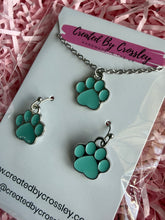 Load image into Gallery viewer, Light Blue Paw Print Jewellery Set
