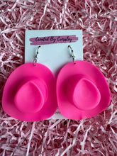Load image into Gallery viewer, Large Pink Cowboy Hat Charm Earrings
