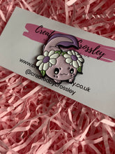 Load image into Gallery viewer, Purple Flower Axolotl Pin Badge
