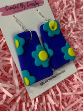 Load image into Gallery viewer, Blue Flower Clay Earrings
