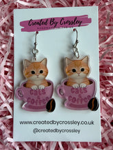 Load image into Gallery viewer, Coffee Cat Charm Earrings
