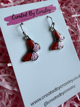 Load image into Gallery viewer, Red Pink Butterfly Charm Earrings

