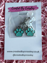 Load image into Gallery viewer, Light Blue Paw Print Clip On Earrings
