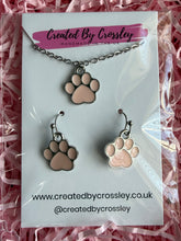 Load image into Gallery viewer, Pink Paw Print Jewellery Set
