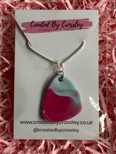 Load image into Gallery viewer, Pink Blue Clay Earrings and Necklace
