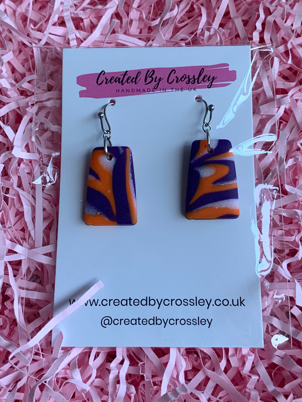 Purple Pattern Clay Earrings