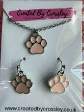Load image into Gallery viewer, Pink Paw Print Jewellery Set
