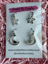 Load image into Gallery viewer, Star Moon Earring Duo
