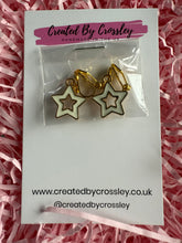 Load image into Gallery viewer, White Outline Star Clip On Earrings
