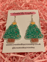 Load image into Gallery viewer, Christmas Tree Doodle Charm Earrings
