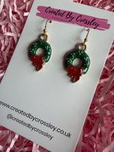 Load image into Gallery viewer, Christmas Wreath Charm Earrings
