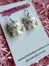 Load image into Gallery viewer, White Cat Charm Earrings
