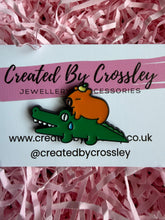 Load image into Gallery viewer, Capybara crocodile Pin badge

