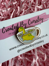 Load image into Gallery viewer, Loch Ness Monster Dinosaur Teacup Pin Badge
