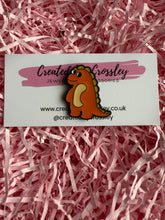 Load image into Gallery viewer, Orange Dinosaur Pin Badge
