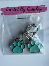 Load image into Gallery viewer, Light Blue Paw Print Clip On Earrings
