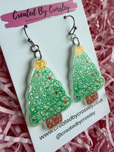 Load image into Gallery viewer, Christmas Tree Doodle Charm Earrings
