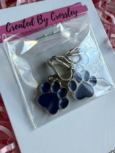 Load image into Gallery viewer, Blue Paw Print Clip On Earrings
