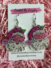 Load image into Gallery viewer, Pink Glitter Santa Charm Earrings
