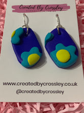 Load image into Gallery viewer, Blue Flower Clay Earrings
