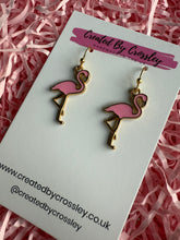 Load image into Gallery viewer, Pink Flamingo Charm Earrings
