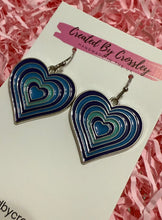 Load image into Gallery viewer, Large Blue Heart Charm Earrings
