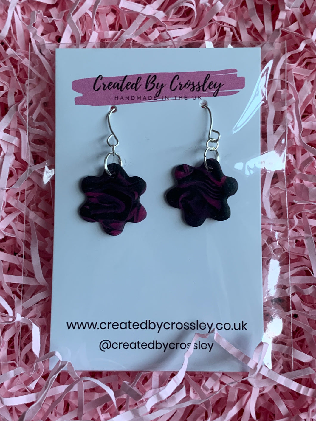 Pink and Black Clay Earrings