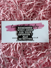 Load image into Gallery viewer, Funny Opinion Quote Pin Badge
