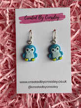 Load image into Gallery viewer, Blue Penguin Charm Earrings
