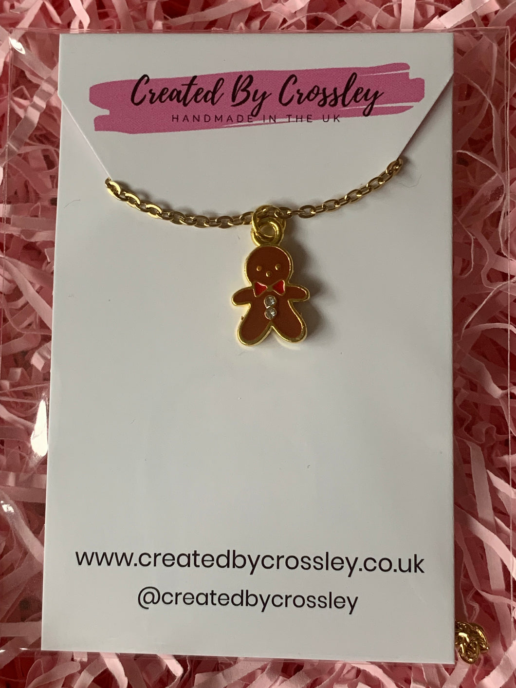 Gingerbread Man Gem Charm Necklace