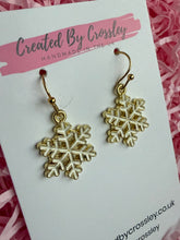 Load image into Gallery viewer, White Snowflake Charm Earrings
