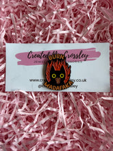 Load image into Gallery viewer, Funny Fire Cat Pin Badge
