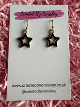 Load image into Gallery viewer, Black Outline Star Charm Earrings
