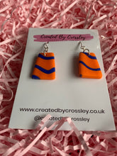 Load image into Gallery viewer, Orange Blue Clay Earrings
