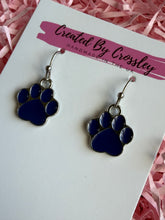 Load image into Gallery viewer, Blue Paw Print Charm Earrings
