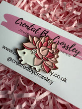 Load image into Gallery viewer, Pink Flower Hedgehog Pin Badge
