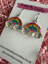 Load image into Gallery viewer, Glitter Rainbow Charm Earrings
