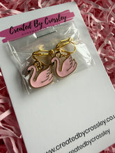 Load image into Gallery viewer, Pink Swan Clip On Earrings
