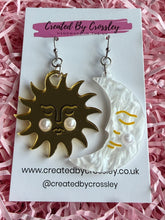 Load image into Gallery viewer, Sun and Moon Charm Earrings
