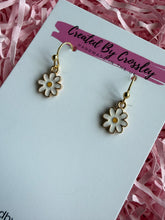 Load image into Gallery viewer, Mini White Daisy Charm Earrings
