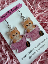 Load image into Gallery viewer, Coffee Cat Charm Earrings
