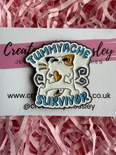 Load image into Gallery viewer, “Tummyache Survivor” Cat Pin Badge
