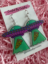 Load image into Gallery viewer, Spaceship Pizza Charm Earrings
